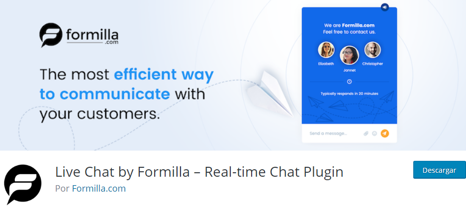 Formilla Chat Top 6 plugins gratuitos live chat wordpress